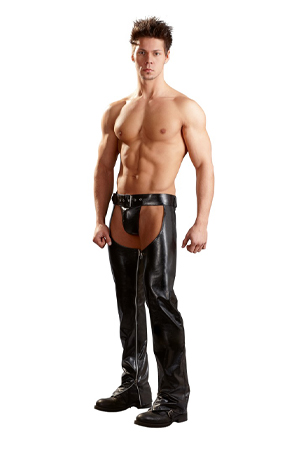 Pantalone Chaps con String Nero. Taglia XL
