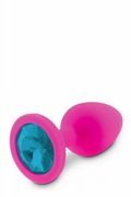 Plug Anale Rosa con Gemma Blu Small