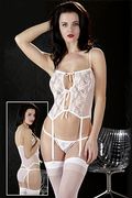 Intimo 3 Pezzi Guêpière + String + Calze Bianco