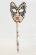 Maschera Veneziana con Manico Decorato